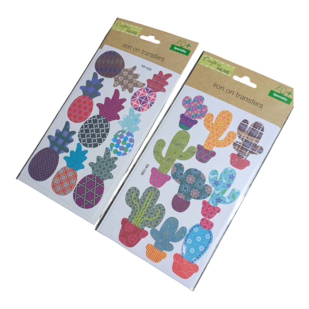 Crafter’s Square Iron-On Transfers Lot of 2 – Pineapple & Cactus Designs